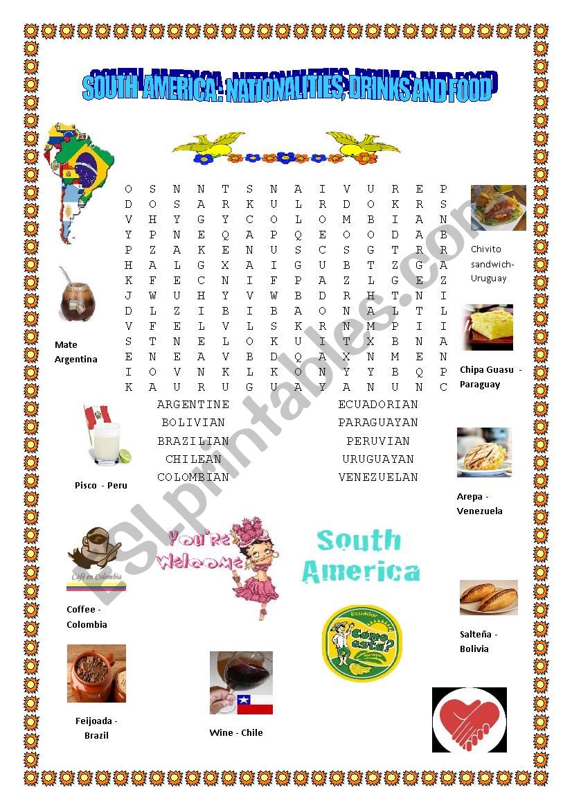 South America: Nationalities, drinks and food