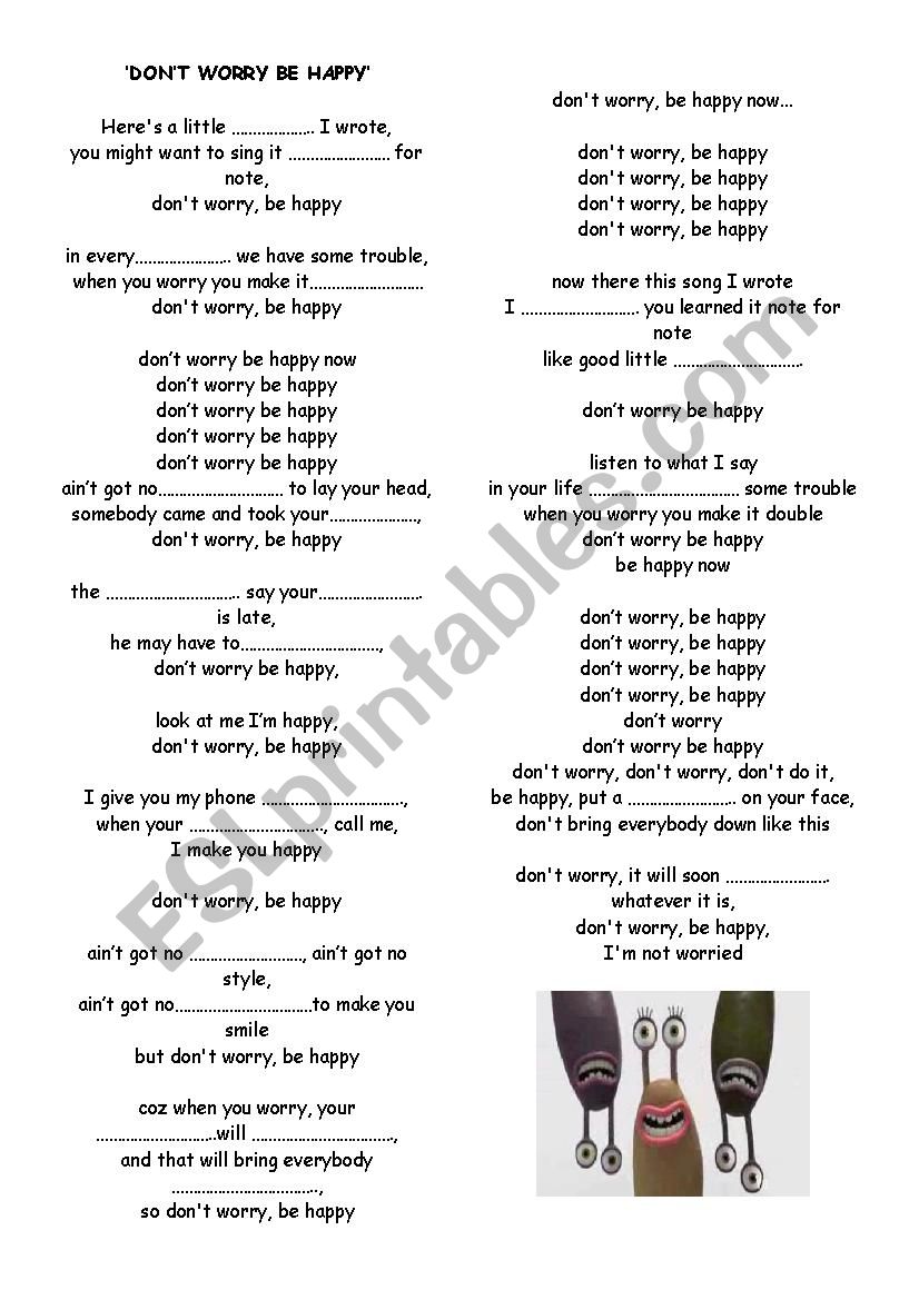 Dont worry Be happy worksheet