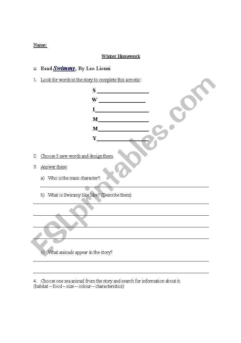 Reading Comprehension worksheet