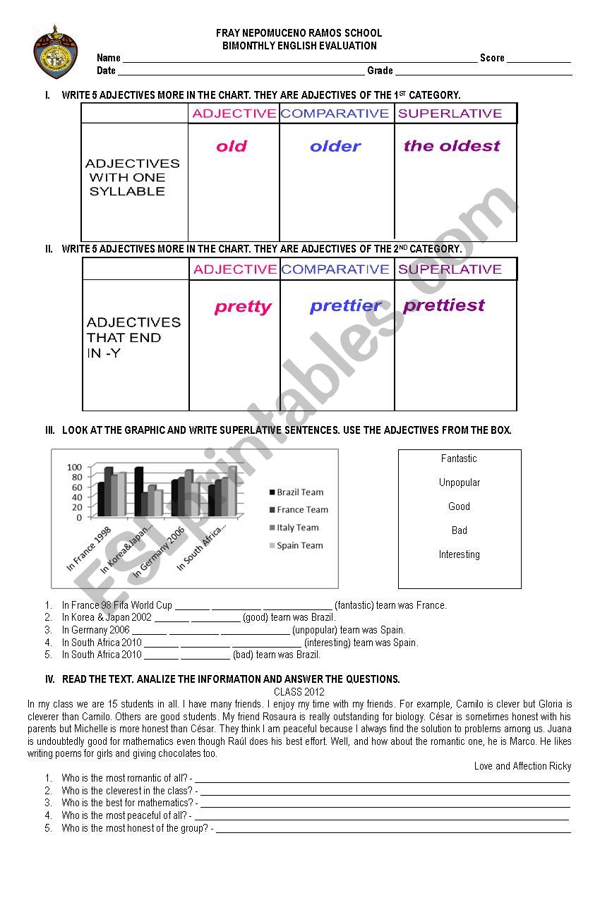 COMPARATIVES AND SUPERLATIVES worksheet