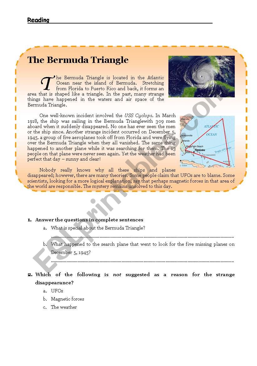 reading - The Bermudas Triangle