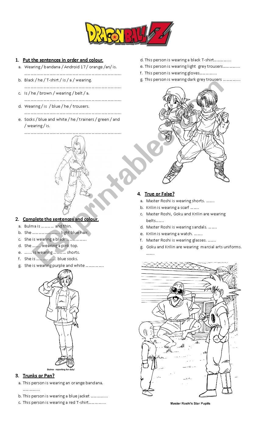 Clothers - Dragon Ball Z worksheet