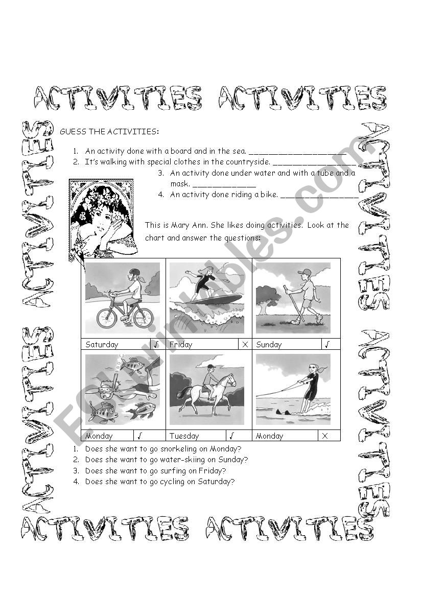 activities worksheet