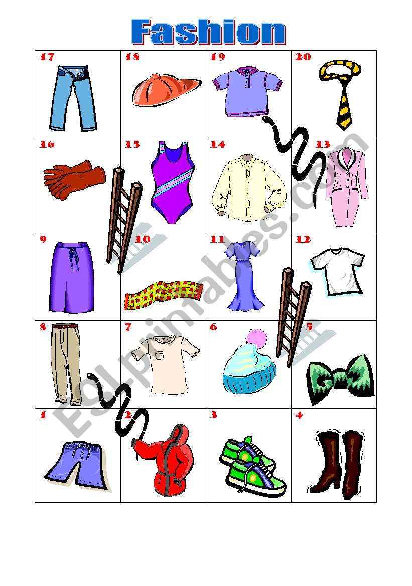 Chutes and ladders worksheet