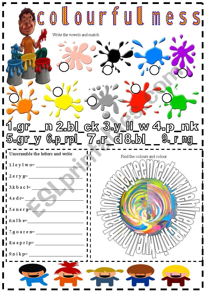 colourful mess worksheet