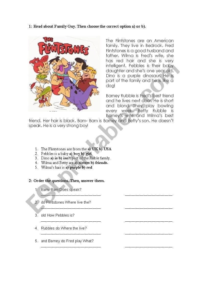 The Flintstones! worksheet