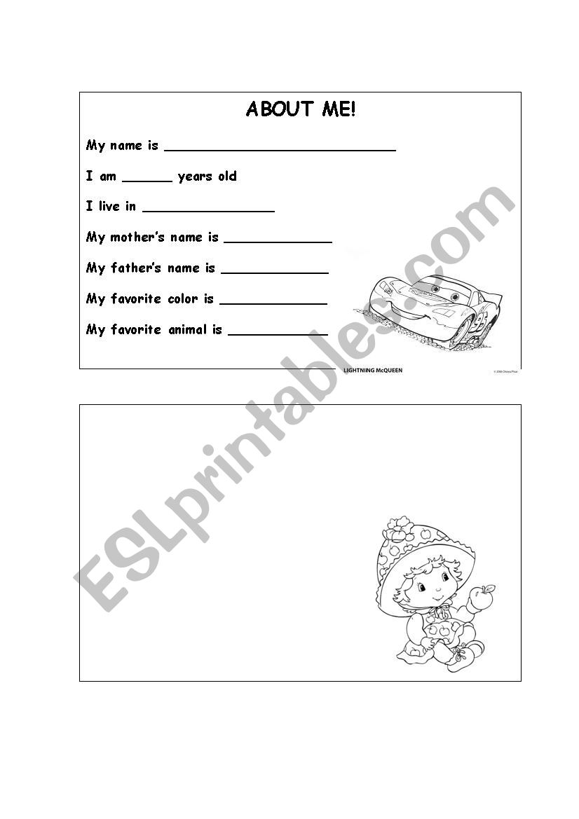 About me worksheet