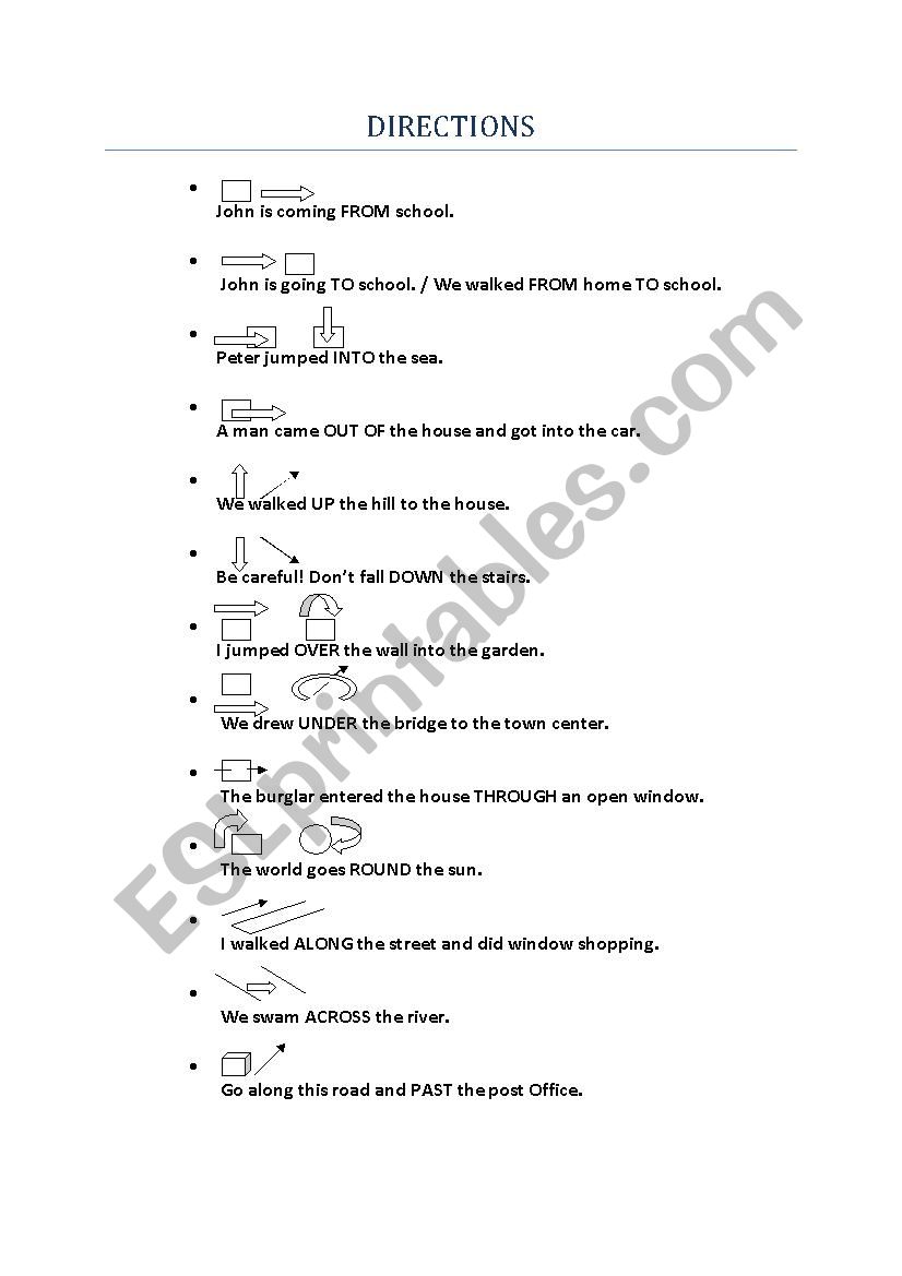 directions worksheet