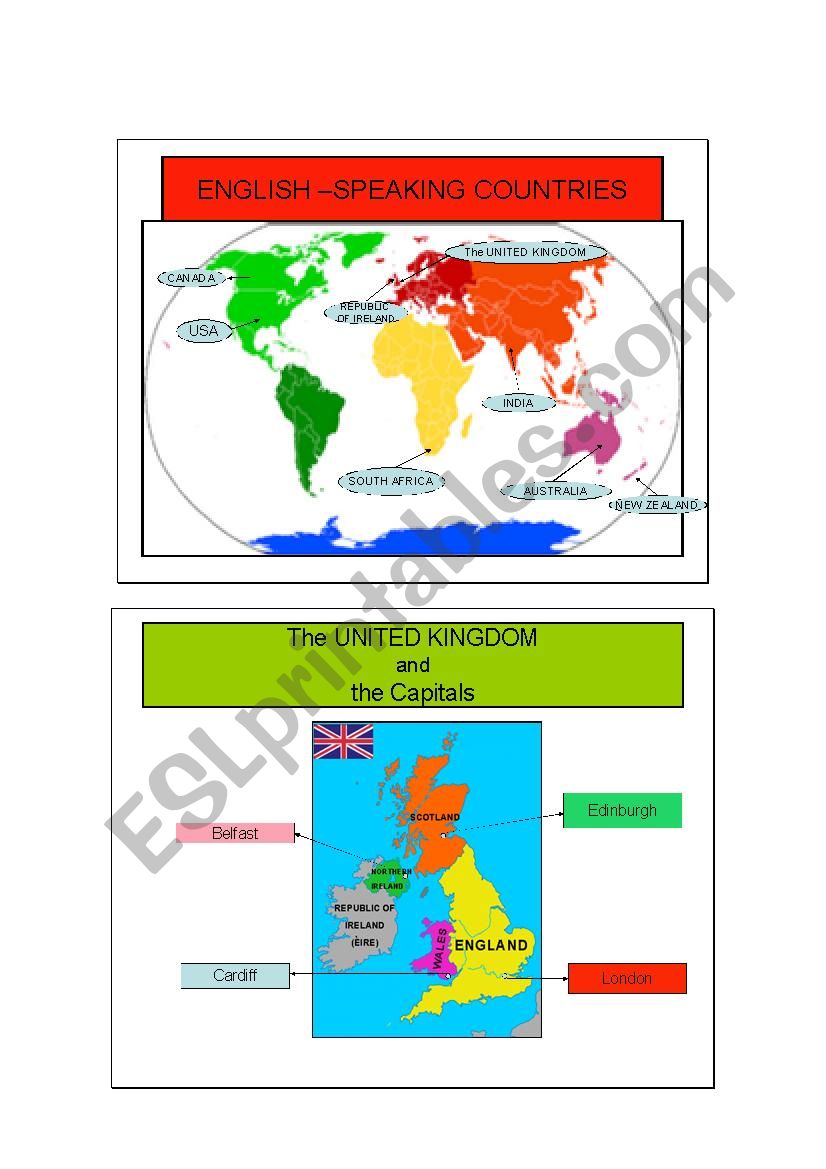 English -speaking countries worksheet
