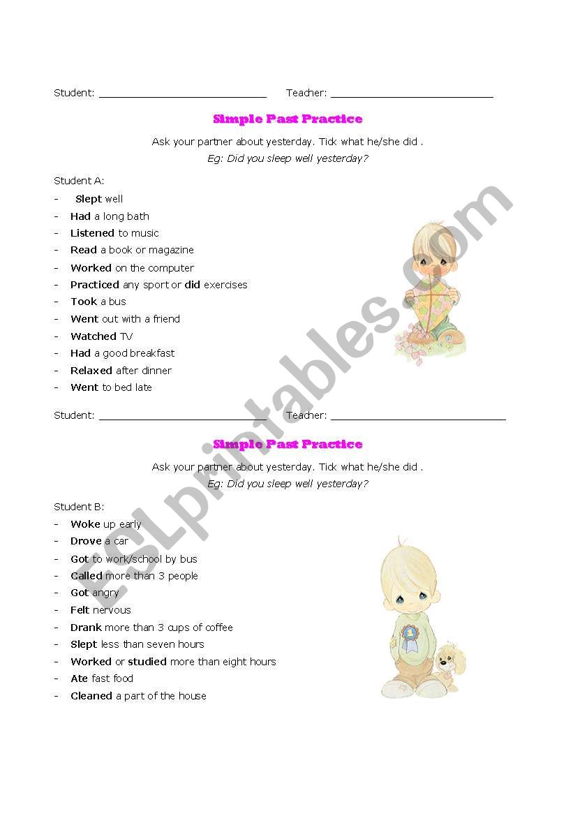 Simple Past Activity worksheet