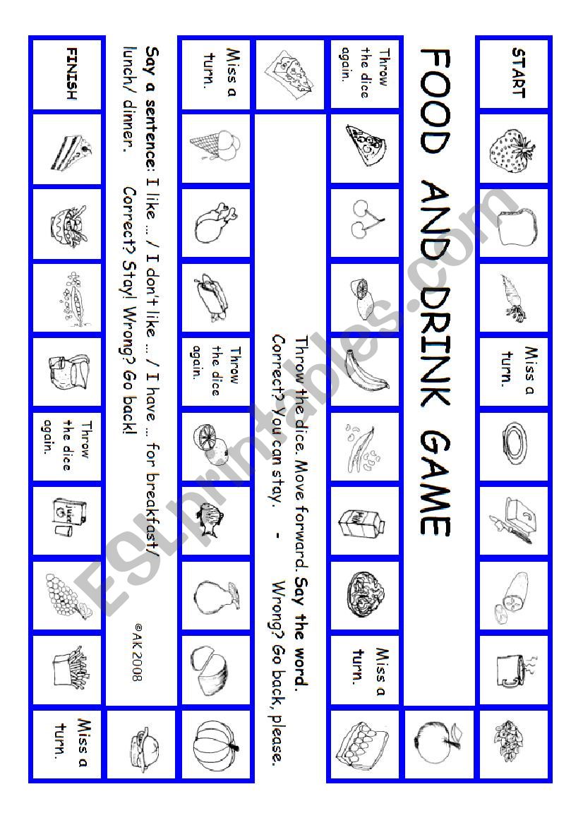 The Food And Drink Game worksheet