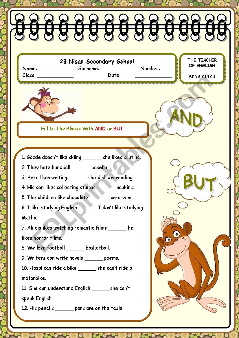 conjunctions worksheet