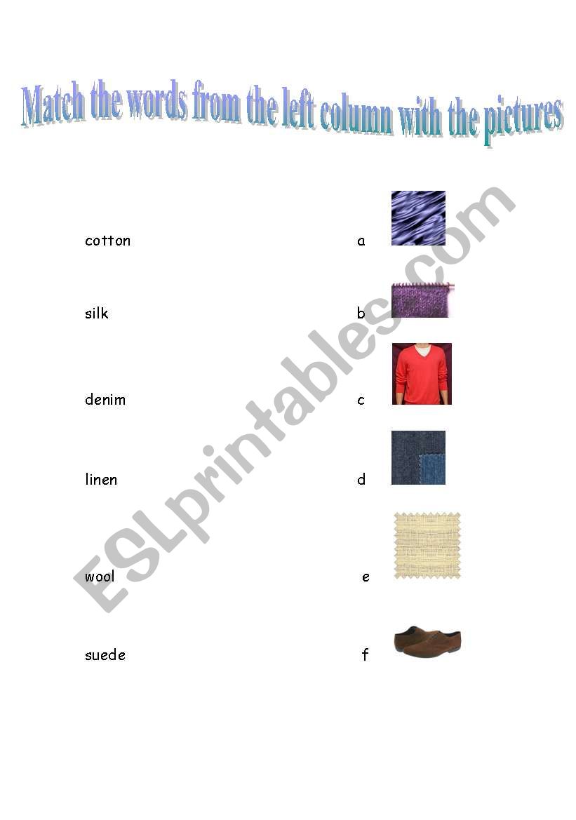 Fabrics (Clothes) worksheet