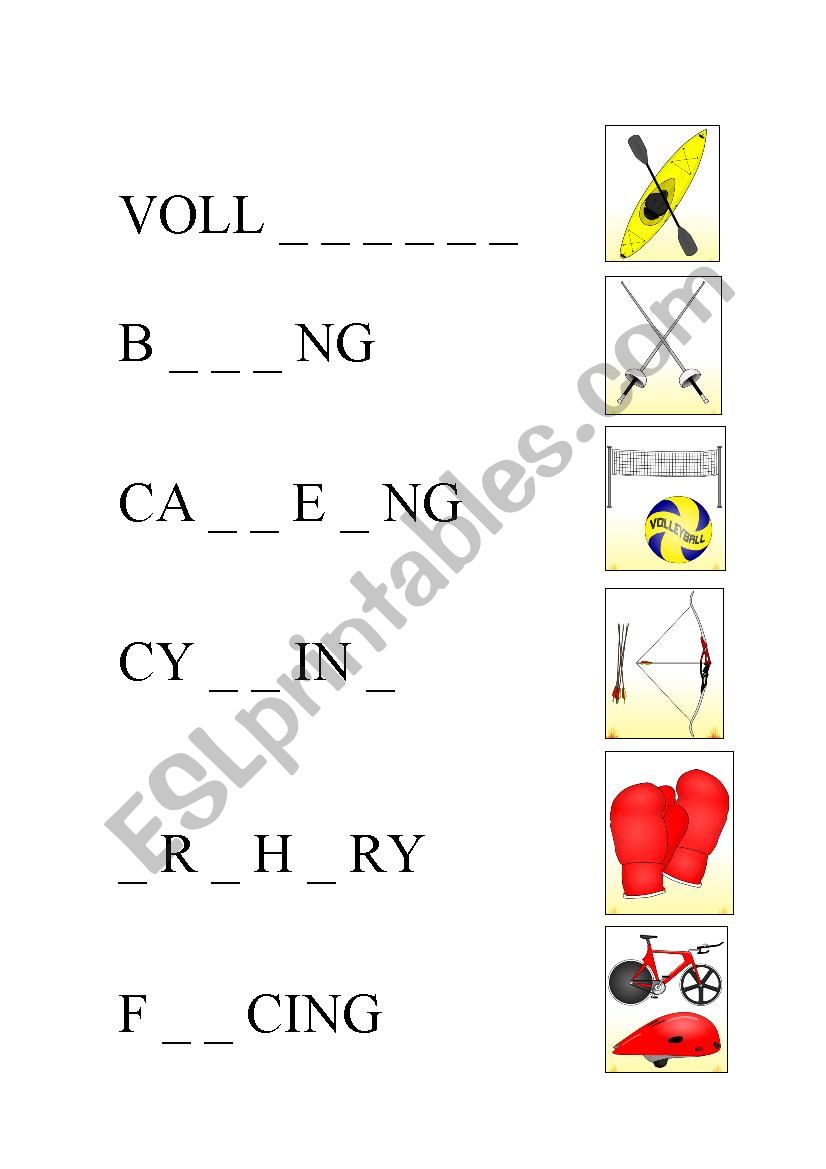 Complete the sports and link worksheet