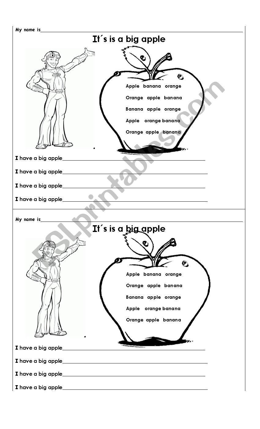 I Have A Big Apple Esl Worksheet By Meryjane