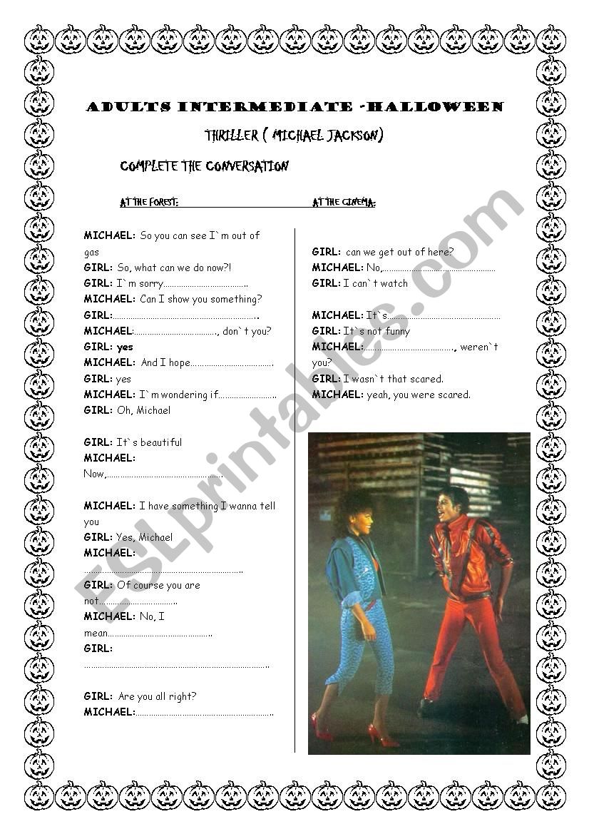 THRILLER worksheet