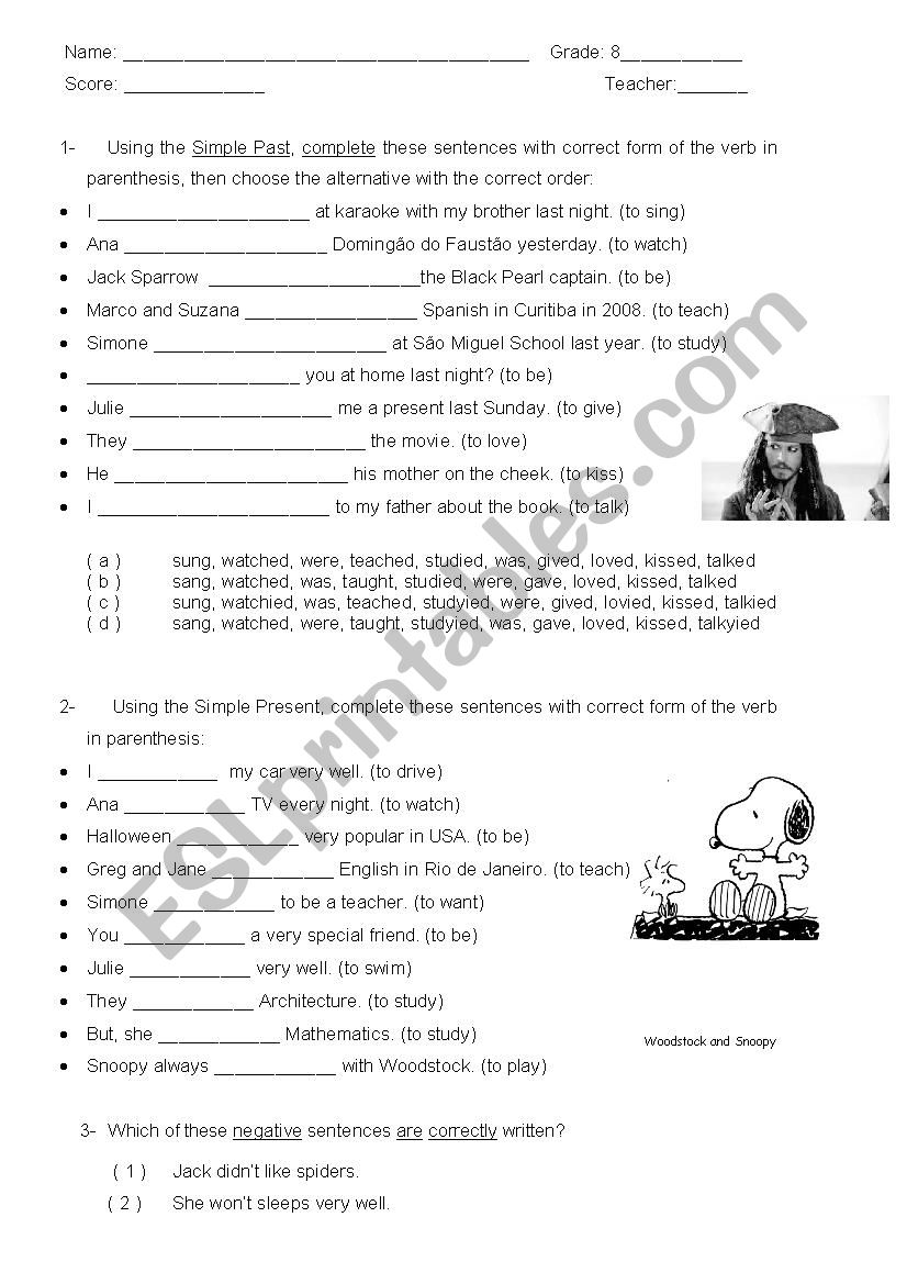 Simple Present, Simple Past and Future (will)