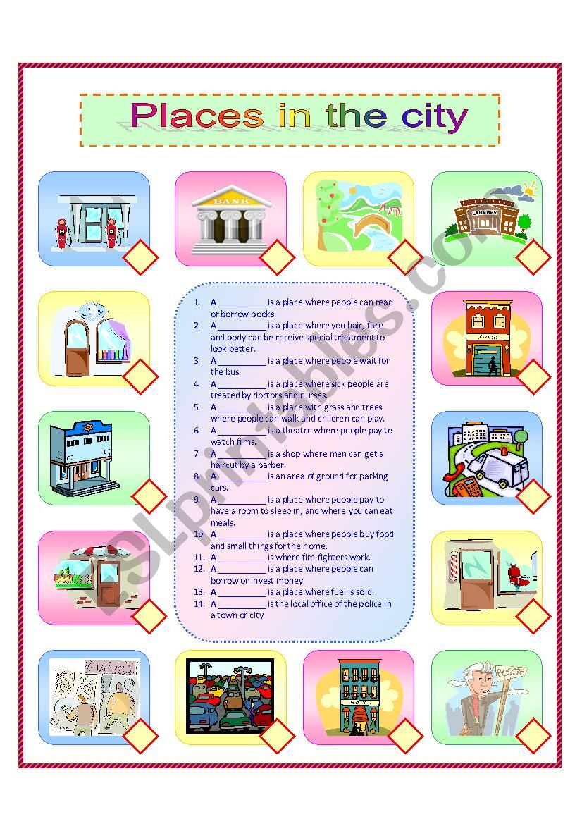 Places in the City worksheet