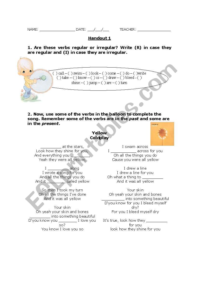 Song Activity - Simple Past worksheet