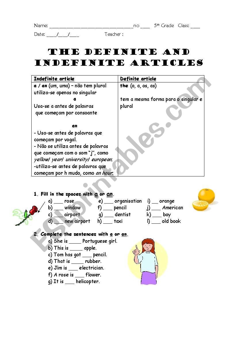 the definite and indefinite articles