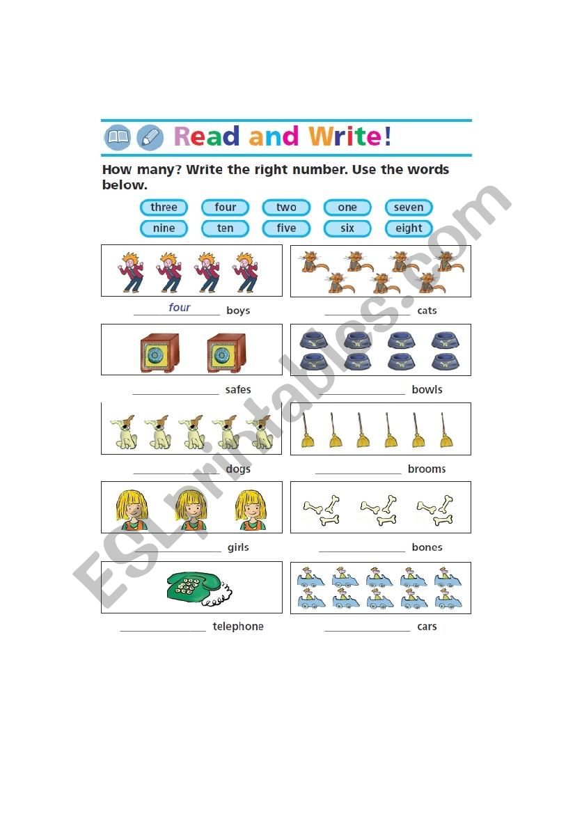 numbers worksheet