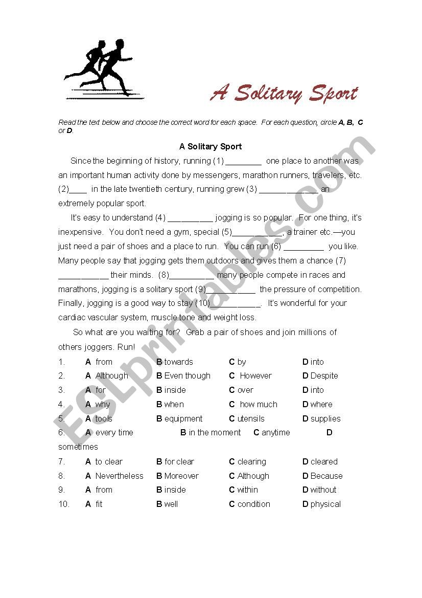 Solitary Sport worksheet