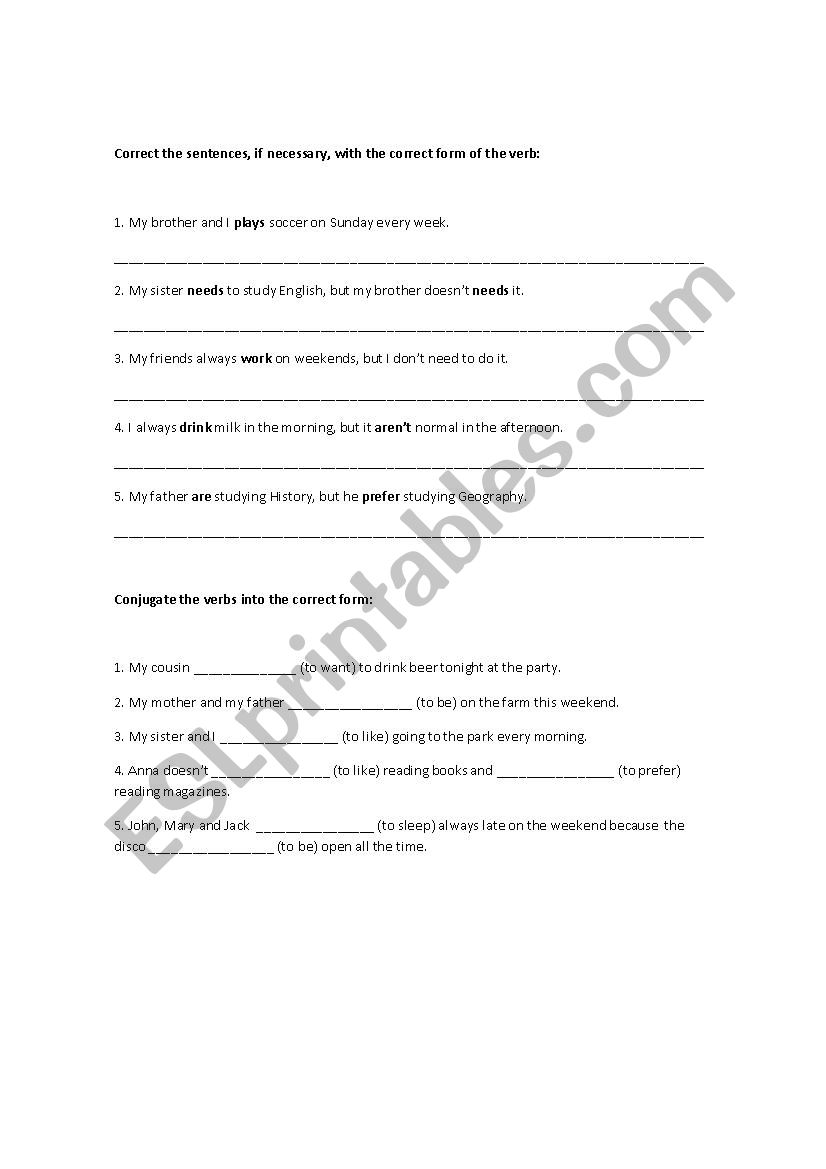 Present simple review worksheet