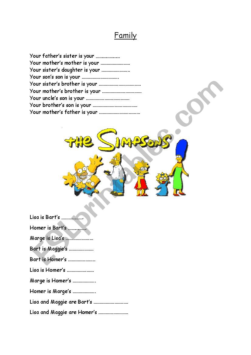 Family worksheet