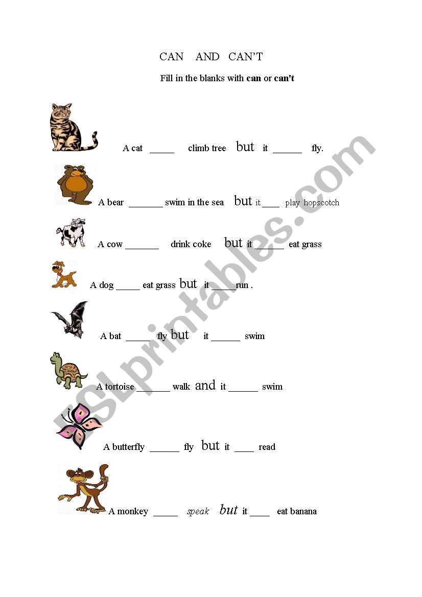 can and can´t - ESL worksheet by november87