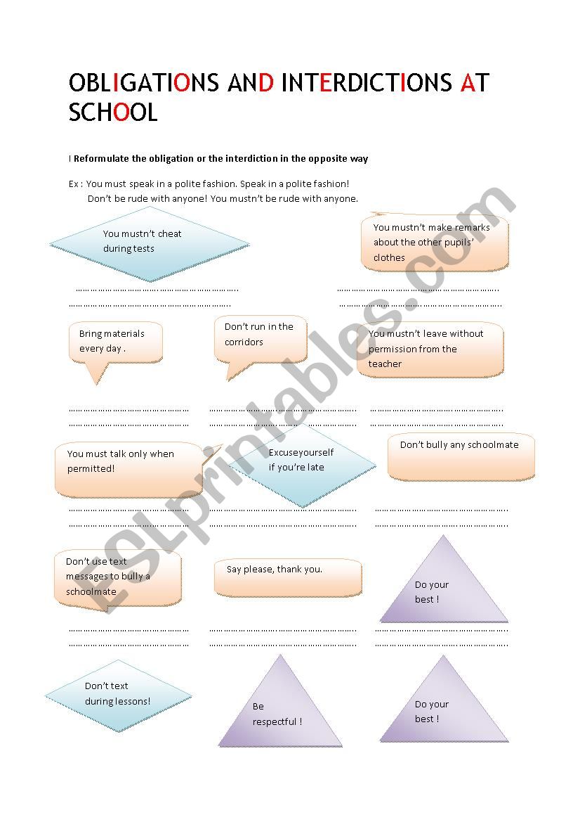 school obligations and interdictions