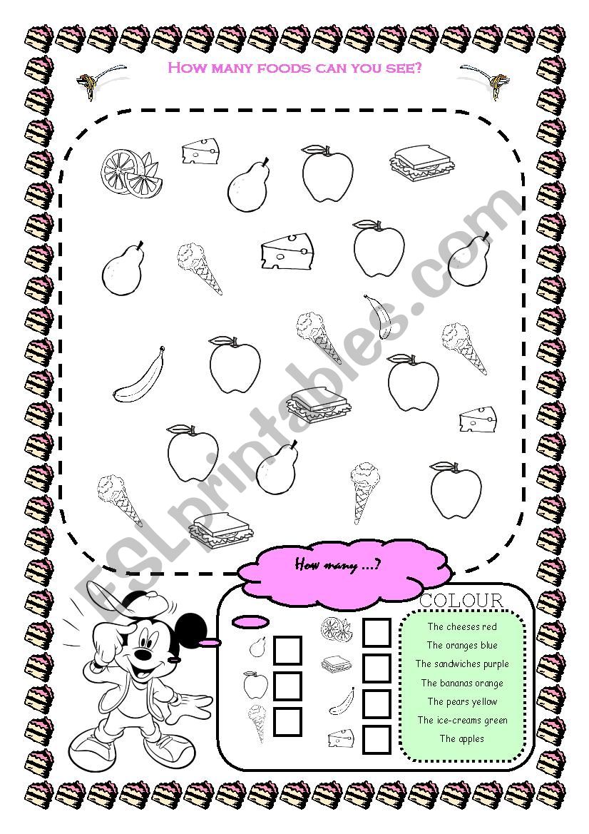 How many foods can you see? worksheet