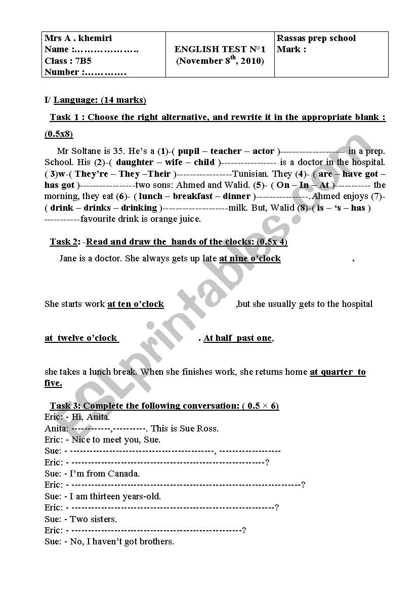 devoir de synthse n2 7TH FORM