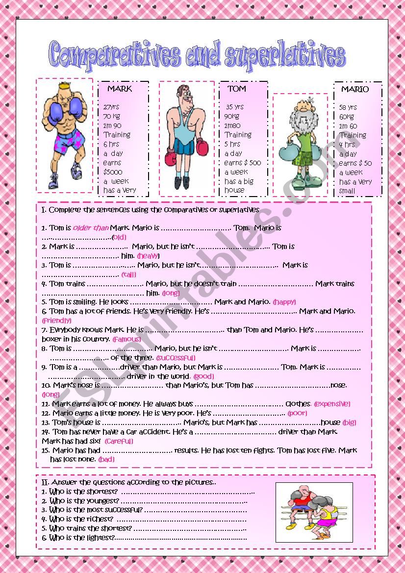Comparatives and superlatives worksheet