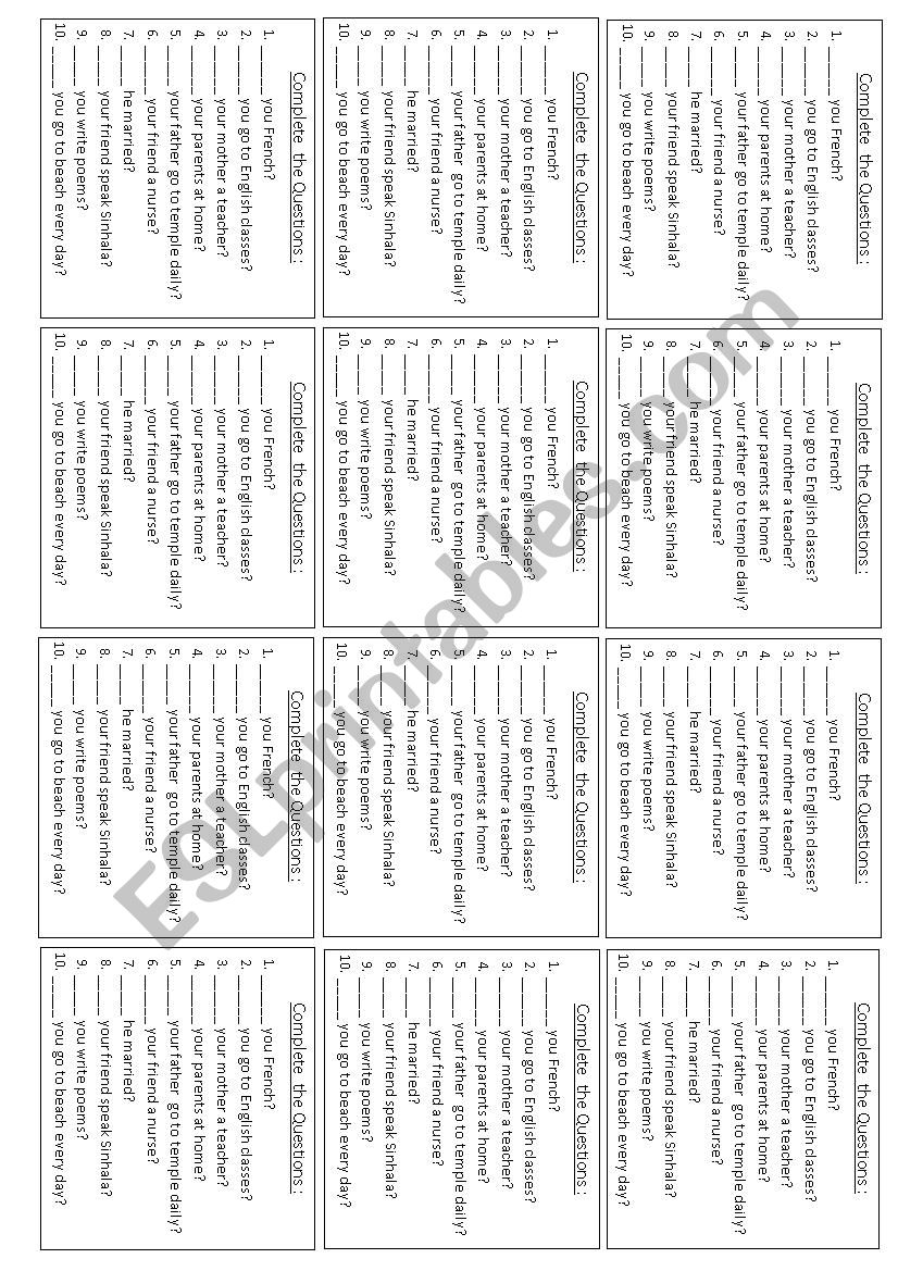 work in pairs  worksheet