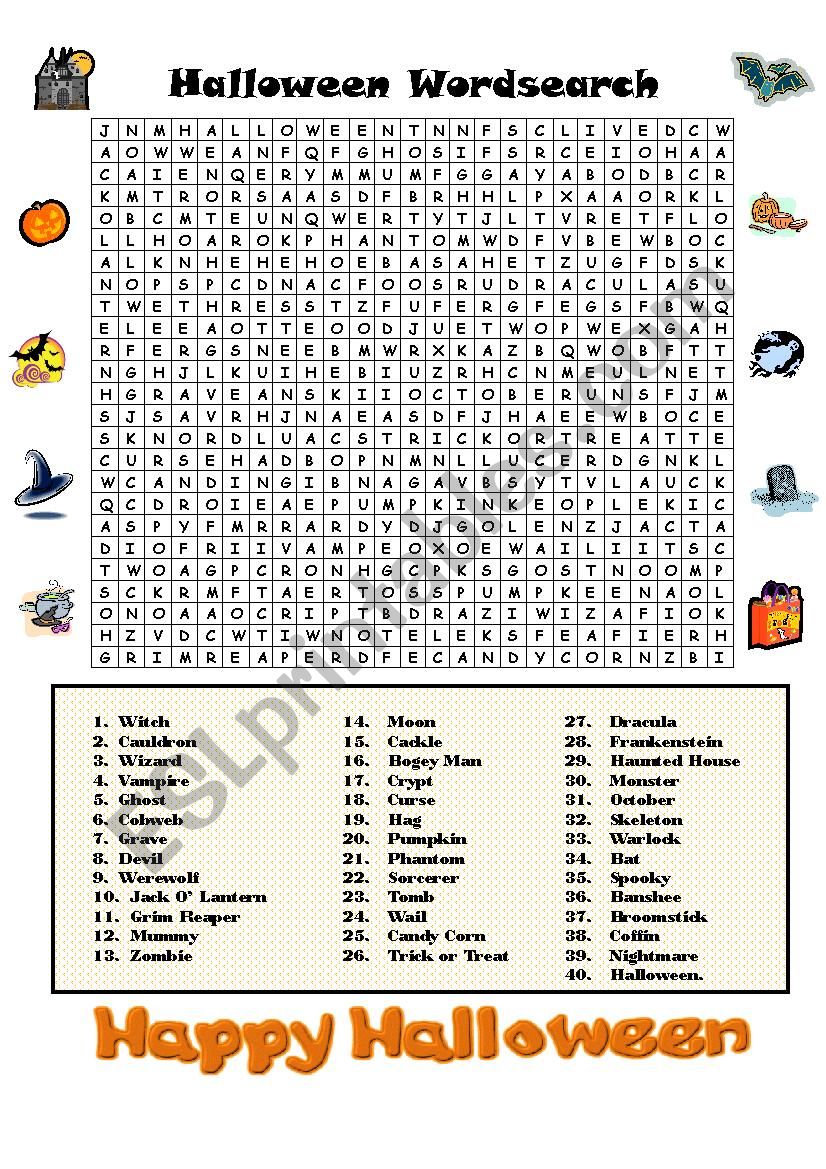 Halloween Wordsearch worksheet