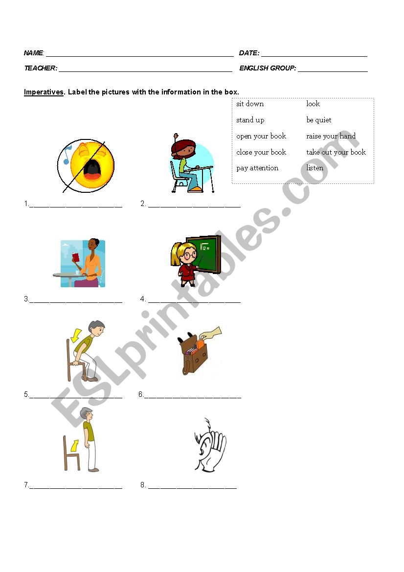 Imperatives worksheet