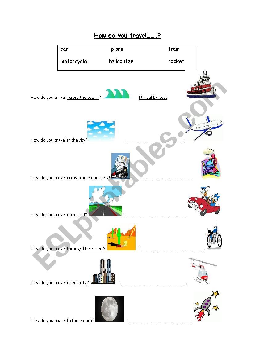 How do you travel.......? worksheet