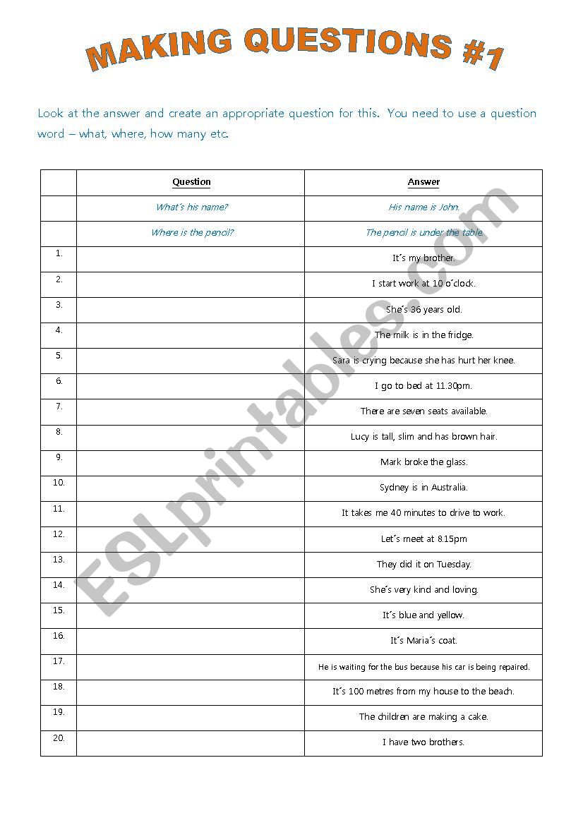 Making Questions worksheet