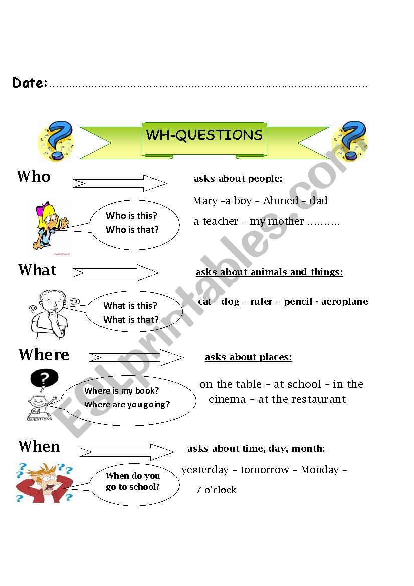 wh questions- oart 1 worksheet