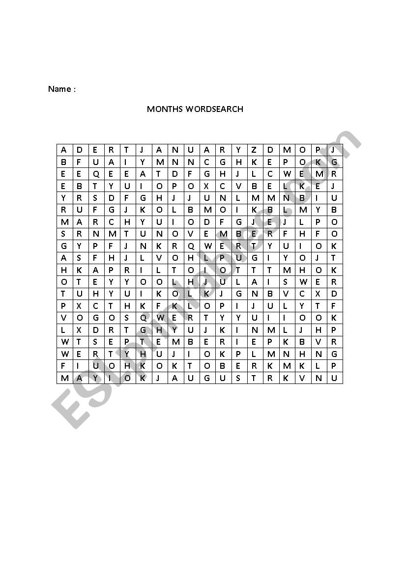 MONTH WORDSEARCH worksheet