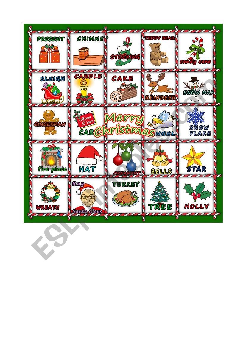 Christmas Bingo 2/2 worksheet