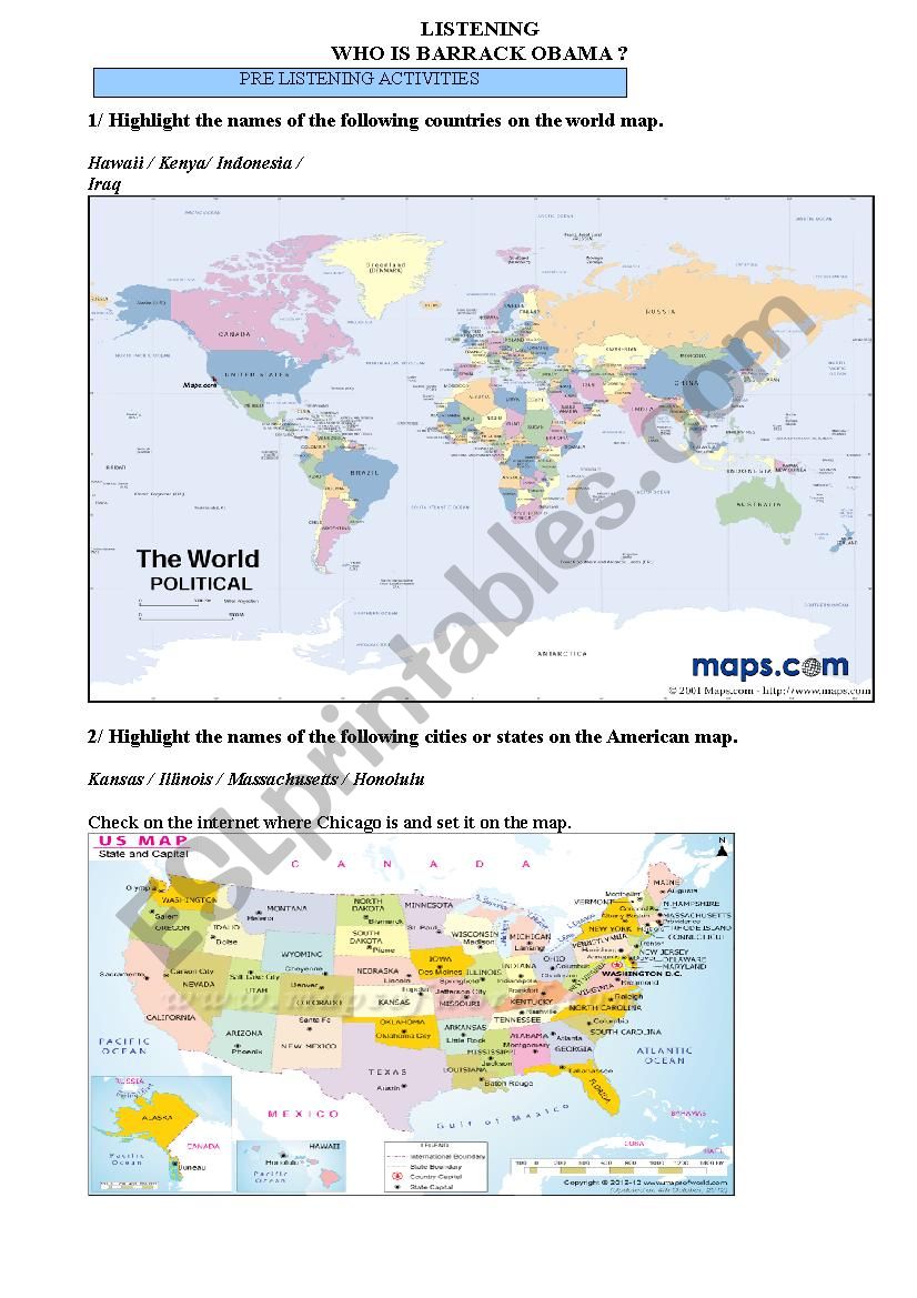 Who is Barrack Obama? Listening - ESL worksheet by laurence.calmon