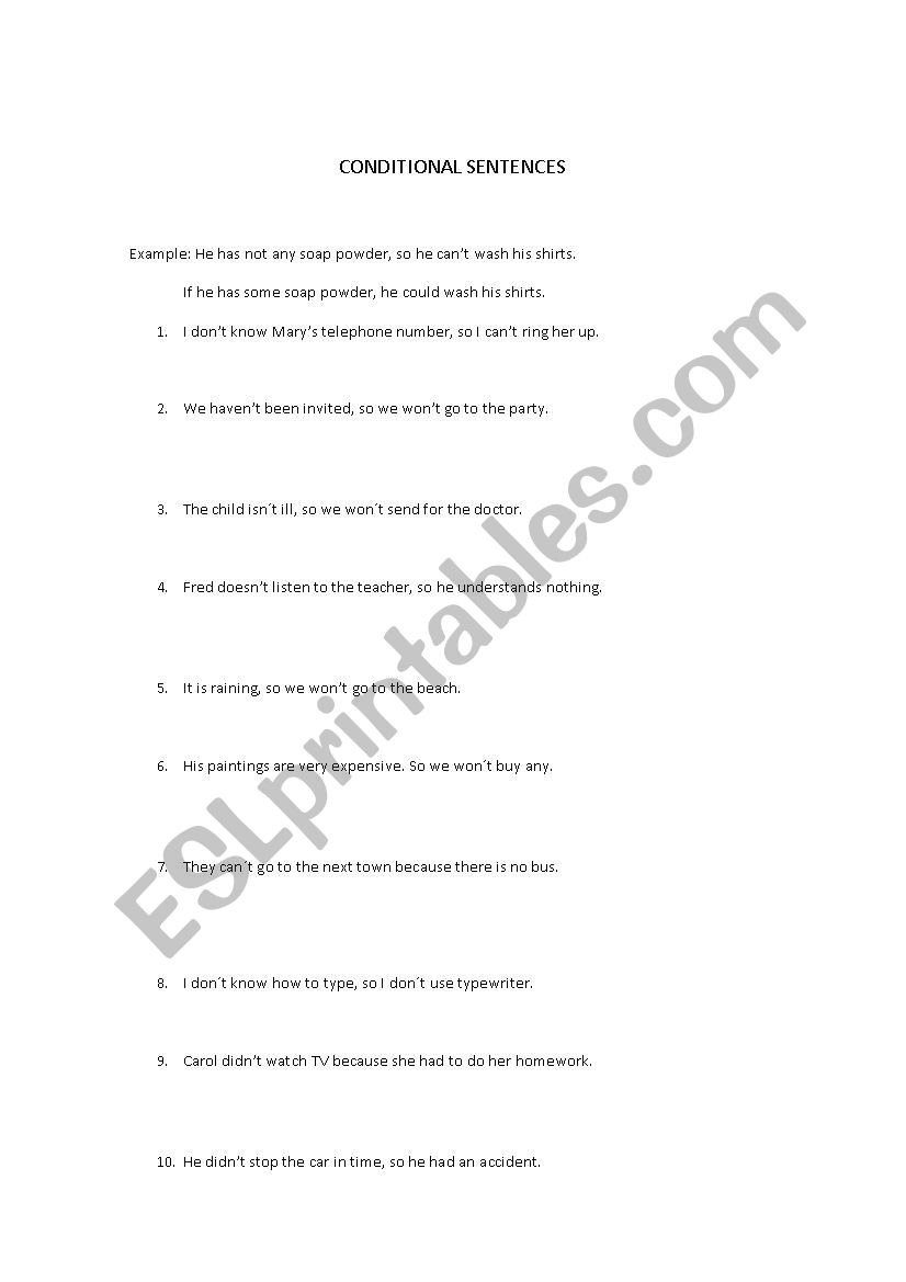 Conditional Sentences worksheet