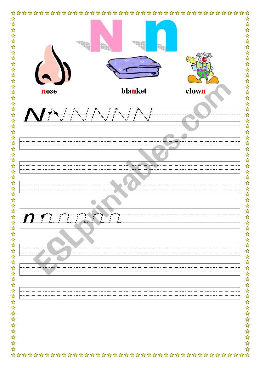 Alphabet Nn worksheet