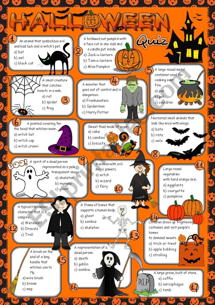 Halloween quiz *KEY included* worksheet
