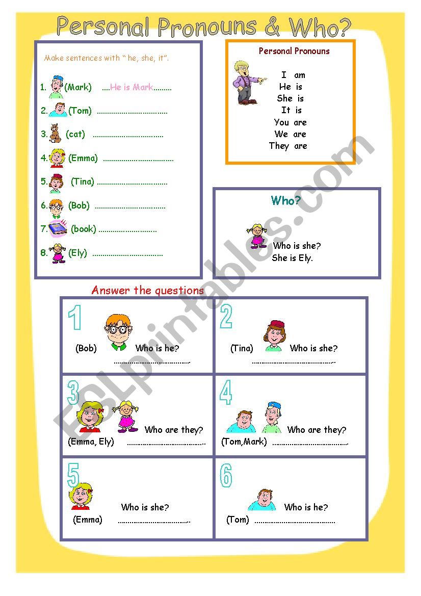 Personal Pronouns worksheet