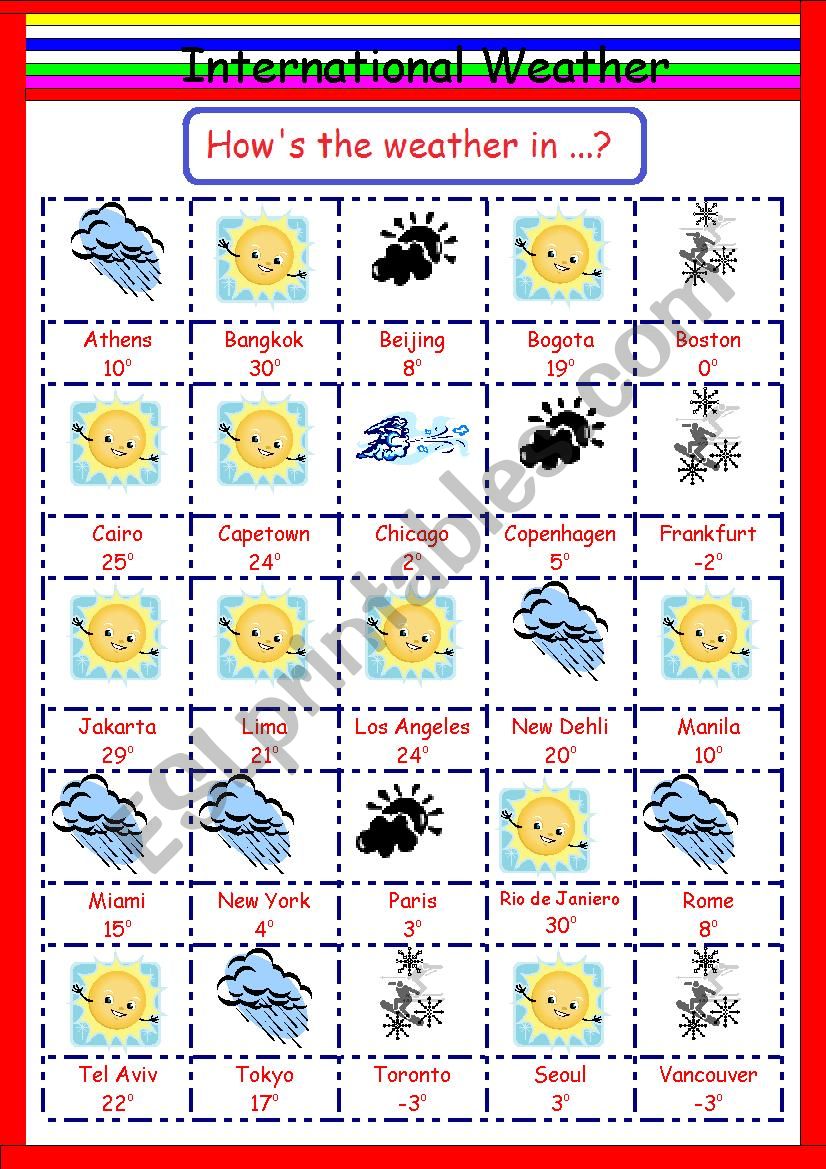 International Weather Game worksheet