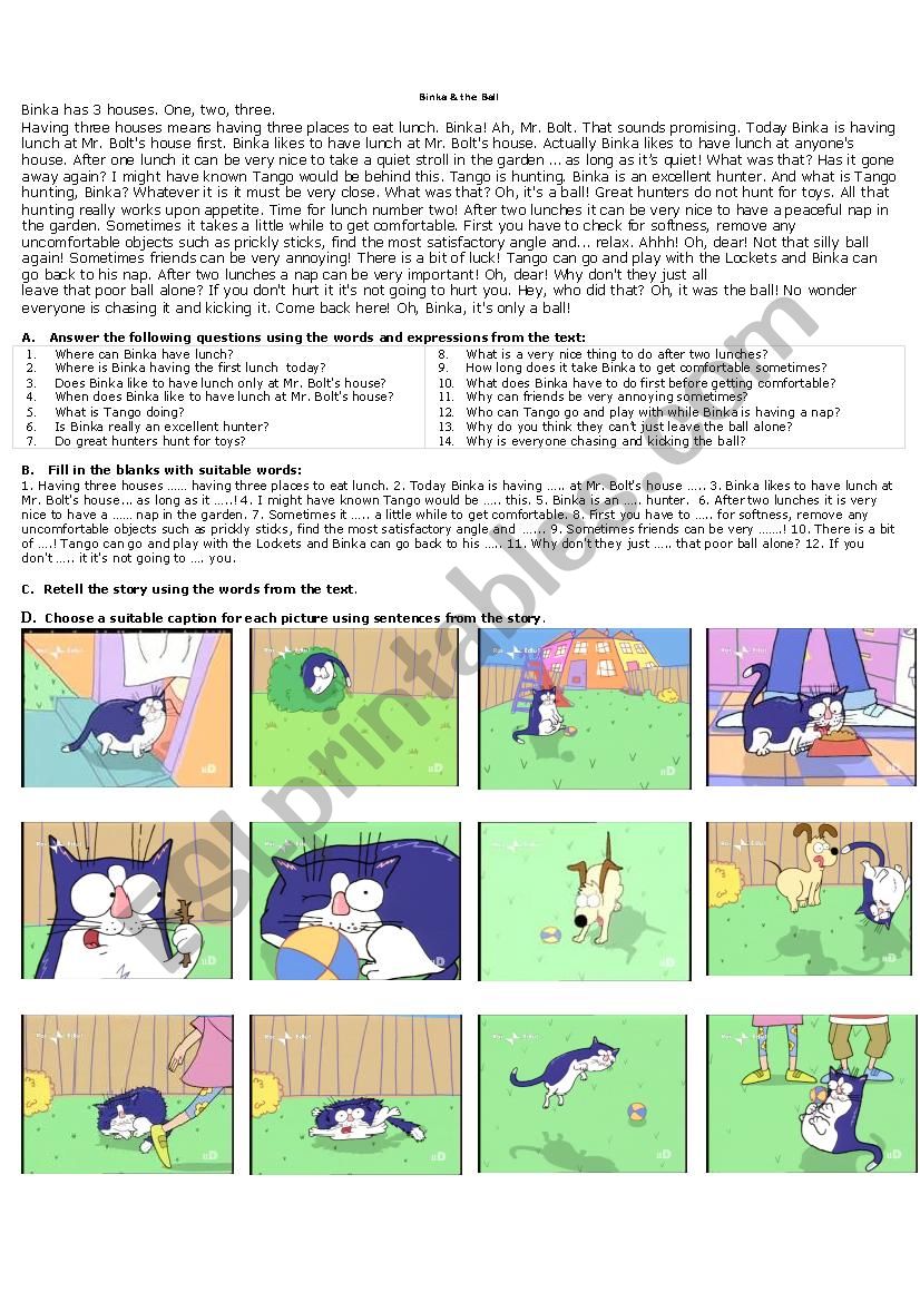 Binka & the Ball worksheet