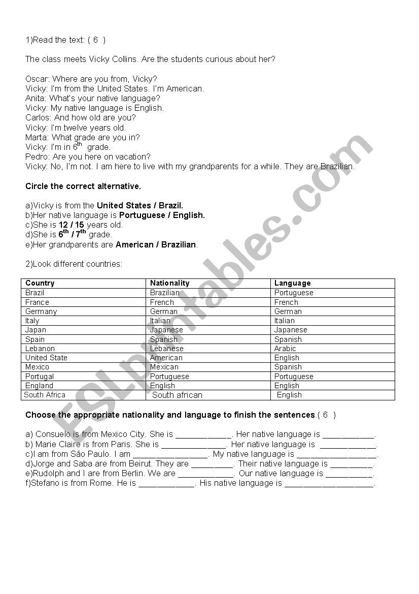 nacionalities worksheet