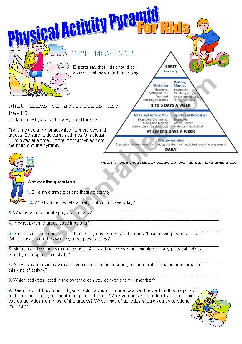 Physical Activity Pyramid worksheet